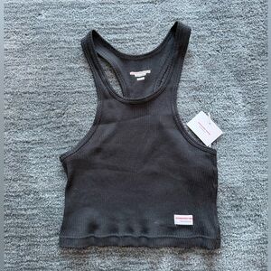 Alexander Wang Bodywear Black Cropped Ribbed Tank Top